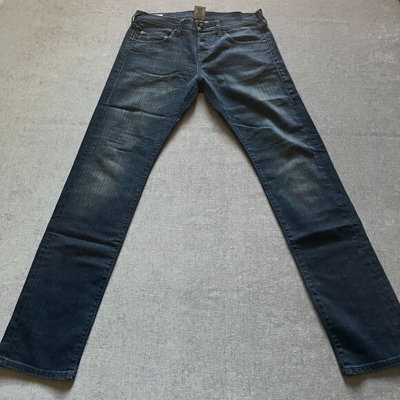 True Religion Jeans Men Size 30x32 Dark Blue Denim Straight TRBJ Made In USA - Picture 1 of 9